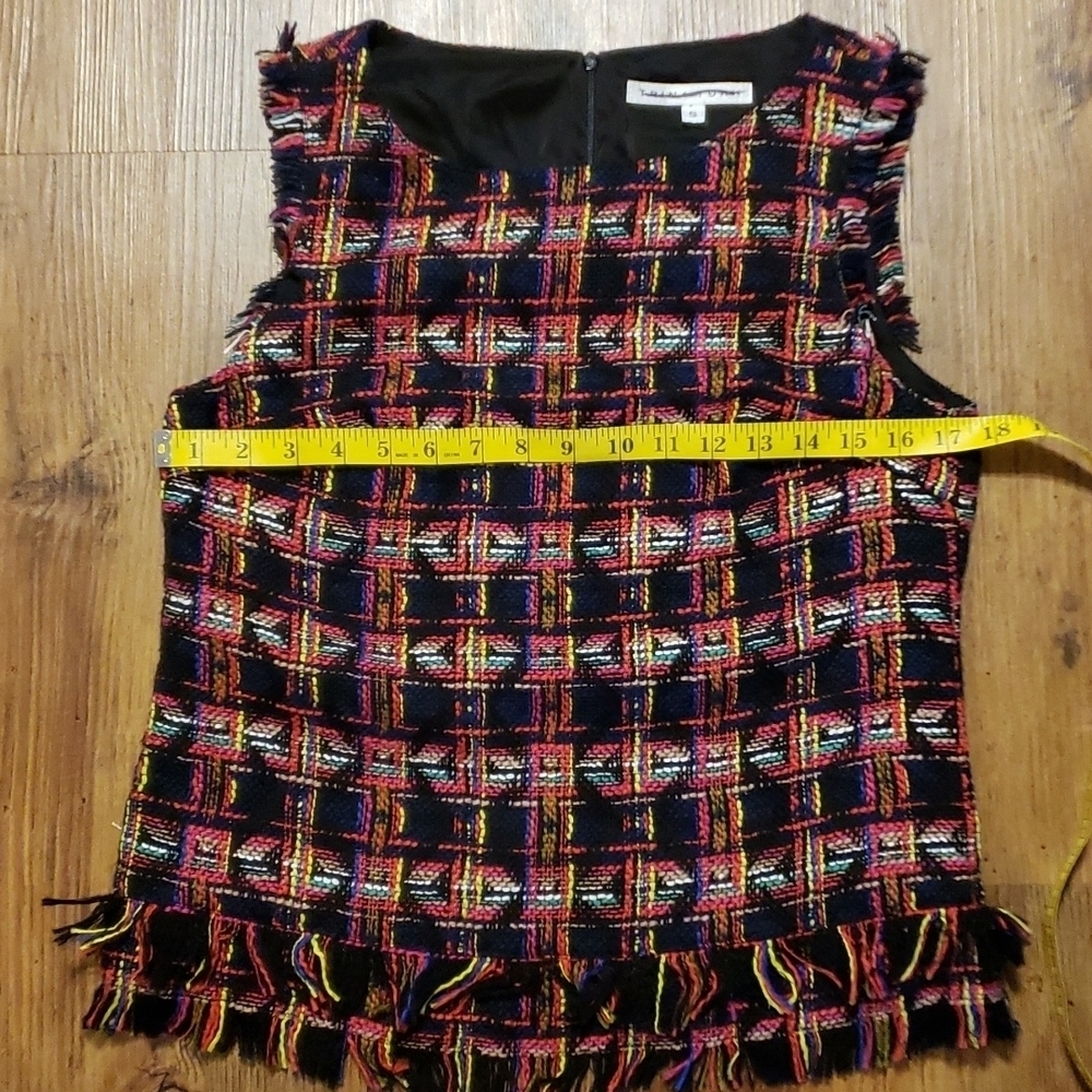 Trina turk sleeveless tweed multicolored sleeveless top